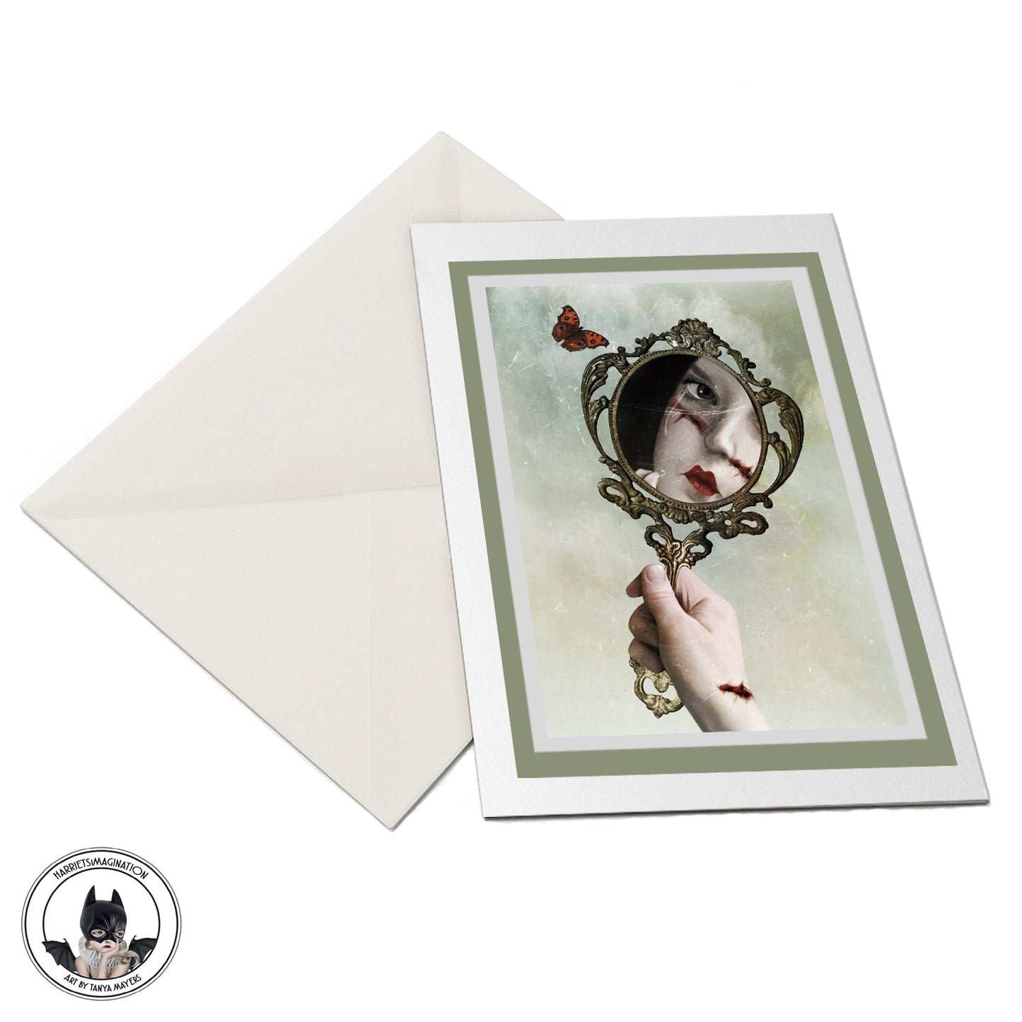 Contemporary Face Art Greeting Card - Emotionally Scarred