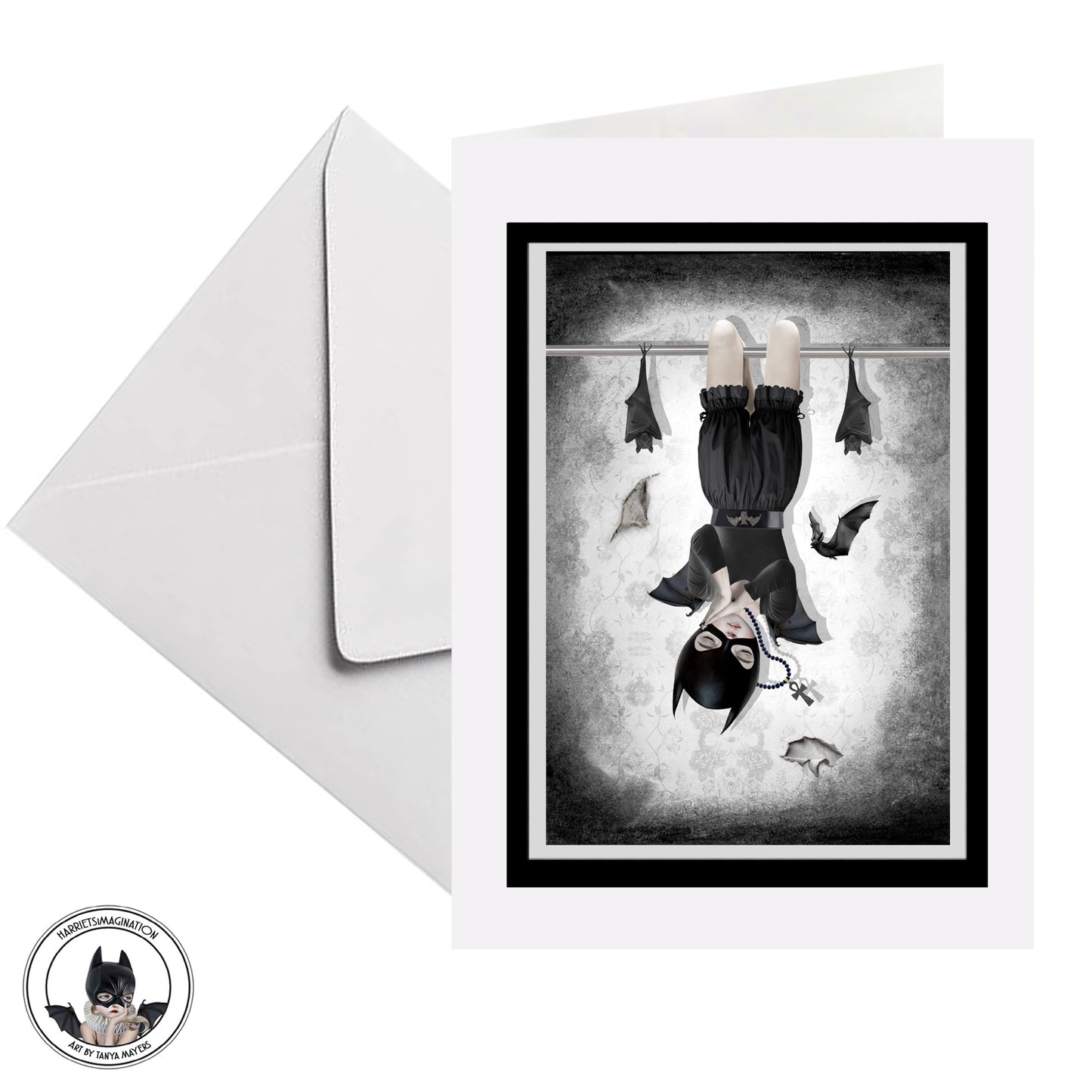 Bat Girl Art Greeting Card - Moonlight Slumber