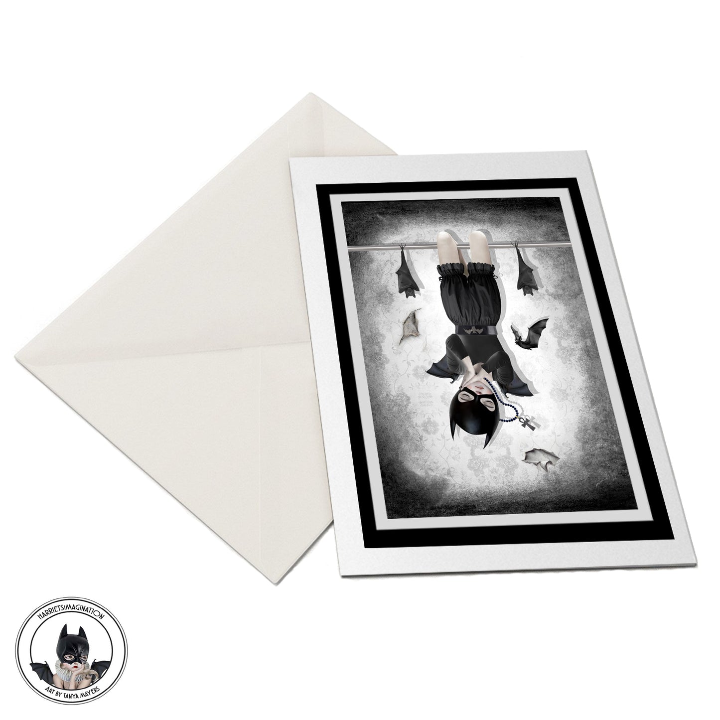Bat Girl Art Greeting Card - Moonlight Slumber